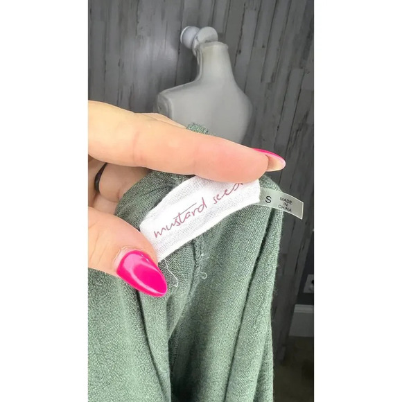 Mustard Seed Women's Green Linen Romper Size Small Summer Casual Sleeveless - Picture 5 of 5